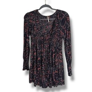 Free People Dark Romance Tunic Dark Combo Size XS Boho Festival